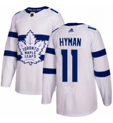 Mens Adidas Toronto Maple Leafs 11 Zach Hyman Authentic White 2018 Stadium Series NHL Jersey 