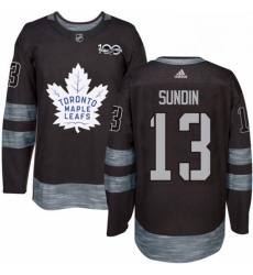 Mens Adidas Toronto Maple Leafs 13 Mats Sundin Authentic Black 1917 2017 100th Anniversary NHL Jersey 
