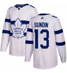 Mens Adidas Toronto Maple Leafs 13 Mats Sundin Authentic White 2018 Stadium Series NHL Jersey 