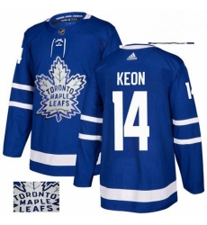 Mens Adidas Toronto Maple Leafs 14 Dave Keon Authentic Royal Blue Fashion Gold NHL Jersey 
