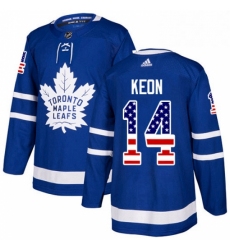 Mens Adidas Toronto Maple Leafs 14 Dave Keon Authentic Royal Blue USA Flag Fashion NHL Jersey 