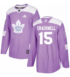 Mens Adidas Toronto Maple Leafs 15 Adam Cracknell Authentic Purple Fights Cancer Practice NHL Jersey 