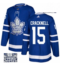 Mens Adidas Toronto Maple Leafs 15 Adam Cracknell Authentic Royal Blue Fashion Gold NHL Jersey 