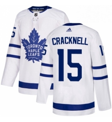 Mens Adidas Toronto Maple Leafs 15 Adam Cracknell Authentic White Away NHL Jersey 