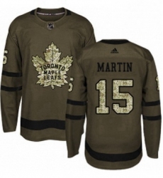Mens Adidas Toronto Maple Leafs 15 Matt Martin Authentic Green Salute to Service NHL Jersey 