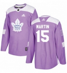 Mens Adidas Toronto Maple Leafs 15 Matt Martin Authentic Purple Fights Cancer Practice NHL Jersey 