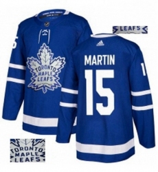 Mens Adidas Toronto Maple Leafs 15 Matt Martin Authentic Royal Blue Fashion Gold NHL Jersey 