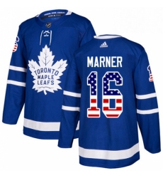 Mens Adidas Toronto Maple Leafs 16 Mitchell Marner Authentic Royal Blue USA Flag Fashion NHL Jersey 