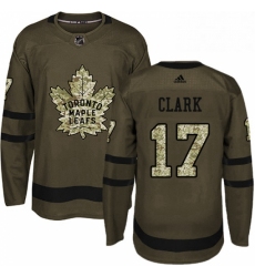 Mens Adidas Toronto Maple Leafs 17 Wendel Clark Authentic Green Salute to Service NHL Jersey 