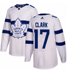 Mens Adidas Toronto Maple Leafs 17 Wendel Clark Authentic White 2018 Stadium Series NHL Jersey 