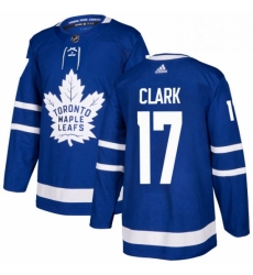 Mens Adidas Toronto Maple Leafs 17 Wendel Clark Premier Royal Blue Home NHL Jersey 