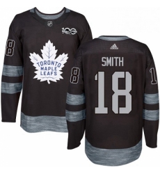 Mens Adidas Toronto Maple Leafs 18 Ben Smith Authentic Black 1917 2017 100th Anniversary NHL Jersey 