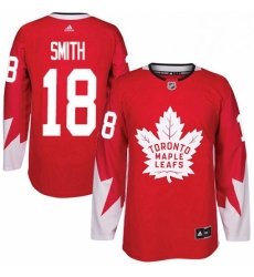 Mens Adidas Toronto Maple Leafs 18 Ben Smith Authentic Red Alternate NHL Jersey 