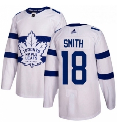 Mens Adidas Toronto Maple Leafs 18 Ben Smith Authentic White 2018 Stadium Series NHL Jersey 
