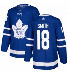 Mens Adidas Toronto Maple Leafs 18 Ben Smith Premier Royal Blue Home NHL Jersey 