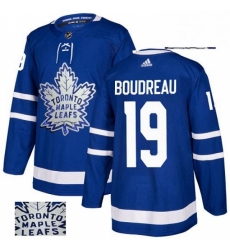 Mens Adidas Toronto Maple Leafs 19 Bruce Boudreau Authentic Royal Blue Fashion Gold NHL Jersey 