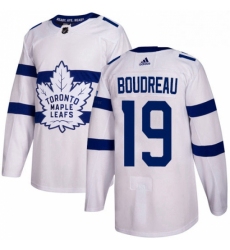 Mens Adidas Toronto Maple Leafs 19 Bruce Boudreau Authentic White 2018 Stadium Series NHL Jersey 