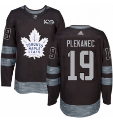 Mens Adidas Toronto Maple Leafs 19 Tomas Plekanec Authentic Black 1917 2017 100th Anniversary NHL Jerse