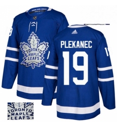 Mens Adidas Toronto Maple Leafs 19 Tomas Plekanec Authentic Royal Blue Fashion Gold NHL Jerse