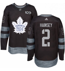 Mens Adidas Toronto Maple Leafs 2 Ron Hainsey Authentic Black 1917 2017 100th Anniversary NHL Jersey 