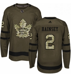Mens Adidas Toronto Maple Leafs 2 Ron Hainsey Authentic Green Salute to Service NHL Jersey 