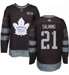 Mens Adidas Toronto Maple Leafs 21 Borje Salming Authentic Black 1917 2017 100th Anniversary NHL Jersey 