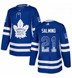 Mens Adidas Toronto Maple Leafs 21 Borje Salming Authentic Blue Drift Fashion NHL Jersey 