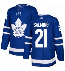 Mens Adidas Toronto Maple Leafs 21 Borje Salming Authentic Royal Blue Home NHL Jersey 