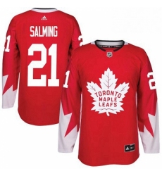 Mens Adidas Toronto Maple Leafs 21 Borje Salming Premier Red Alternate NHL Jersey 