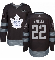 Mens Adidas Toronto Maple Leafs 22 Nikita Zaitsev Authentic Black 1917 2017 100th Anniversary NHL Jersey 