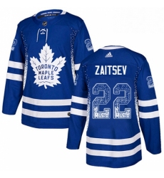 Mens Adidas Toronto Maple Leafs 22 Nikita Zaitsev Authentic Blue Drift Fashion NHL Jersey 