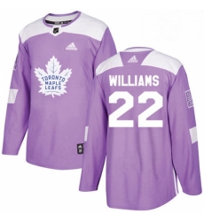 Mens Adidas Toronto Maple Leafs 22 Tiger Williams Authentic Purple Fights Cancer Practice NHL Jersey 