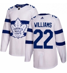 Mens Adidas Toronto Maple Leafs 22 Tiger Williams Authentic White 2018 Stadium Series NHL Jersey 