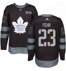Mens Adidas Toronto Maple Leafs 23 Eric Fehr Authentic Black 1917 2017 100th Anniversary NHL Jersey 
