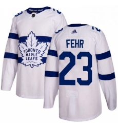 Mens Adidas Toronto Maple Leafs 23 Eric Fehr Authentic White 2018 Stadium Series NHL Jersey 