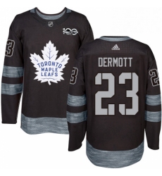 Mens Adidas Toronto Maple Leafs 23 Travis Dermott Authentic Black 1917 2017 100th Anniversary NHL Jersey 