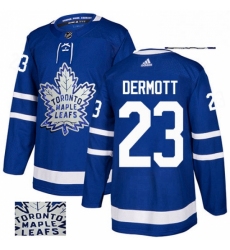 Mens Adidas Toronto Maple Leafs 23 Travis Dermott Authentic Royal Blue Fashion Gold NHL Jersey 