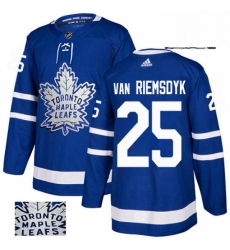Mens Adidas Toronto Maple Leafs 25 James Van Riemsdyk Authentic Royal Blue Fashion Gold NHL Jersey 