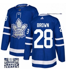 Mens Adidas Toronto Maple Leafs 28 Connor Brown Authentic Royal Blue Fashion Gold NHL Jersey 