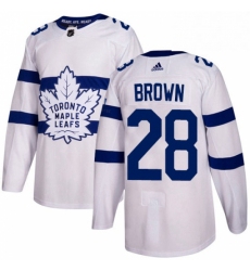 Mens Adidas Toronto Maple Leafs 28 Connor Brown Authentic White 2018 Stadium Series NHL Jersey 
