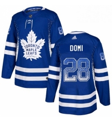 Mens Adidas Toronto Maple Leafs 28 Tie Domi Authentic Blue Drift Fashion NHL Jersey 