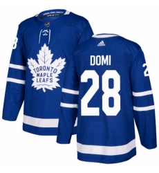 Mens Adidas Toronto Maple Leafs 28 Tie Domi Authentic Royal Blue Home NHL Jersey 