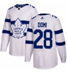 Mens Adidas Toronto Maple Leafs 28 Tie Domi Authentic White 2018 Stadium Series NHL Jersey 