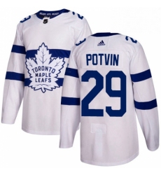 Mens Adidas Toronto Maple Leafs 29 Felix Potvin Authentic White 2018 Stadium Series NHL Jersey 