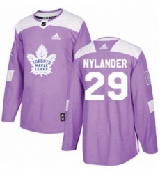 Mens Adidas Toronto Maple Leafs 29 William Nylander Authentic Purple Fights Cancer Practice NHL Jersey 