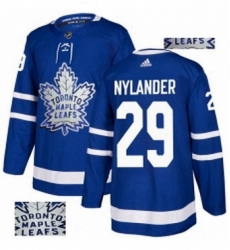 Mens Adidas Toronto Maple Leafs 29 William Nylander Authentic Royal Blue Fashion Gold NHL Jersey 
