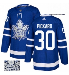 Mens Adidas Toronto Maple Leafs 30 Calvin Pickard Authentic Royal Blue Fashion Gold NHL Jersey 