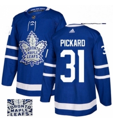 Mens Adidas Toronto Maple Leafs 31 Calvin Pickard Authentic Royal Blue Fashion Gold NHL Jersey 