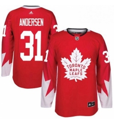 Mens Adidas Toronto Maple Leafs 31 Frederik Andersen Authentic Red Alternate NHL Jersey 