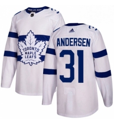 Mens Adidas Toronto Maple Leafs 31 Frederik Andersen Authentic White 2018 Stadium Series NHL Jersey 